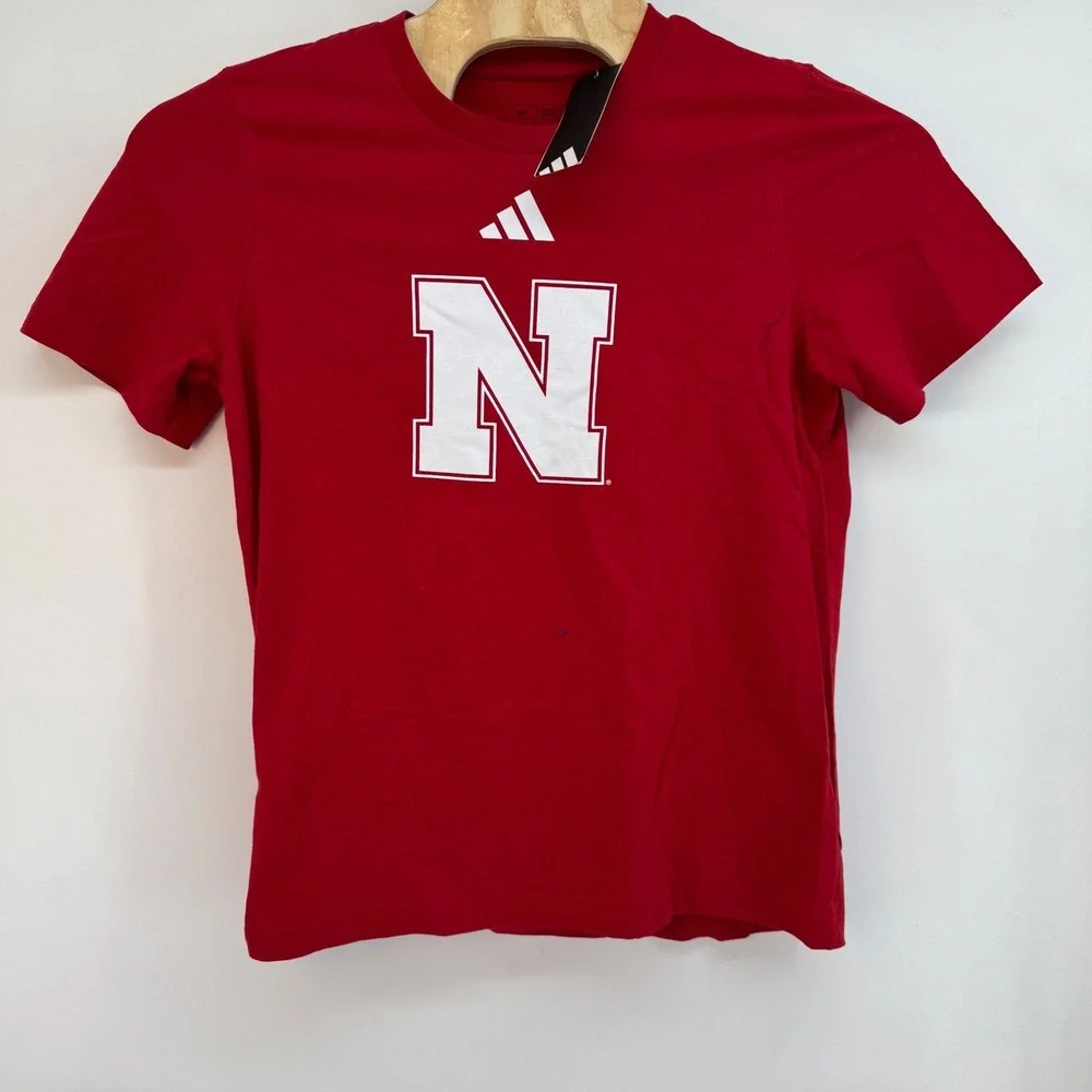 Adidas Nebraska Cornhuskers Red N Logo T Shirt Mens Size L NWT